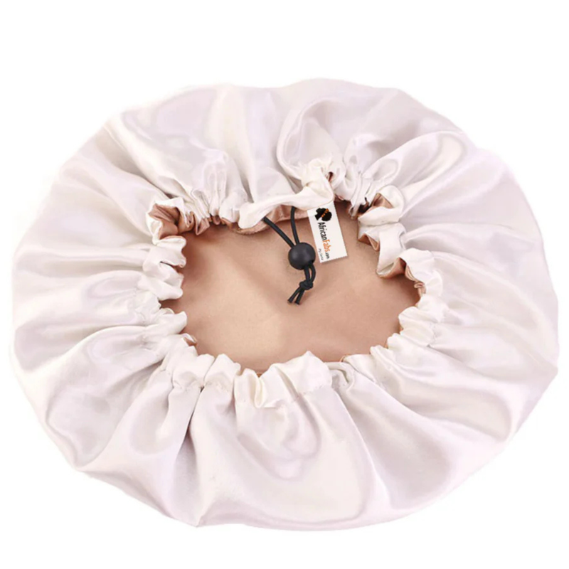 African Fabs Khaki Satin Hair Bonnet Reversable