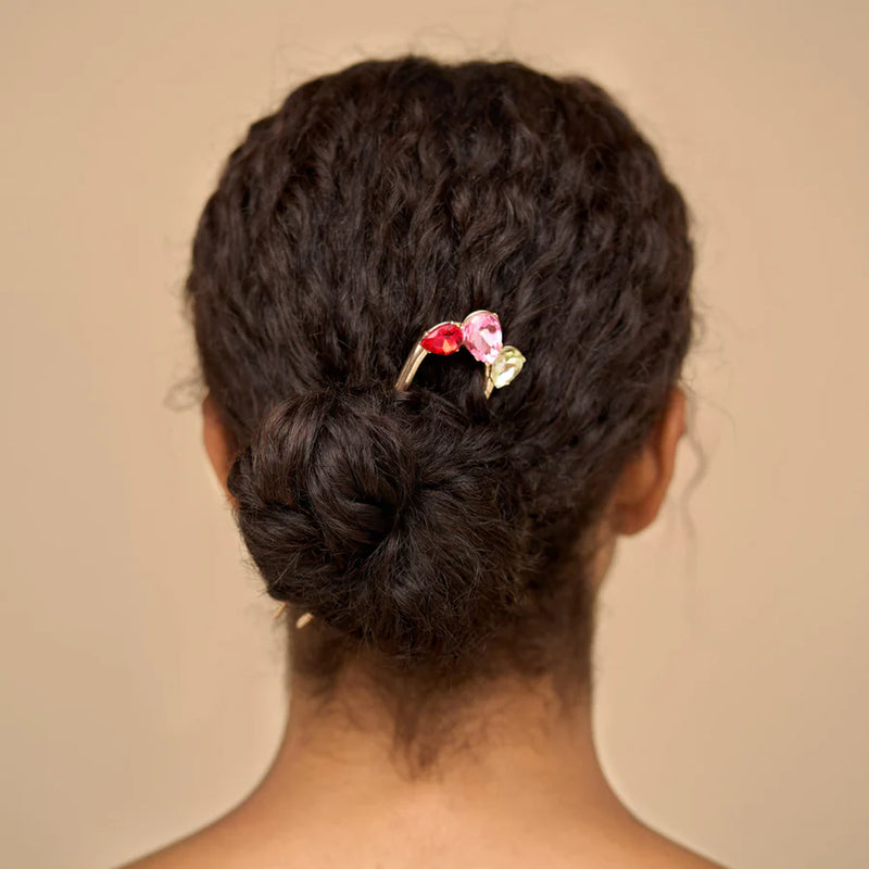 Kitsch Holiday Metal Gemstone French Hair Pin