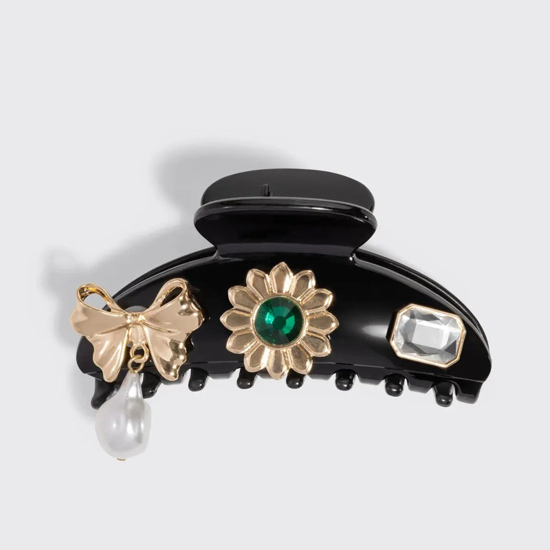 Kitsch KitschPop Charms & Curved Claw Clip Set Vintage Black