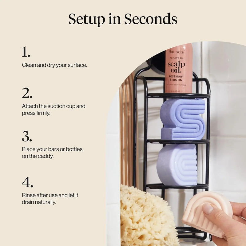 Kitsch Self Draining Shower Caddy Black