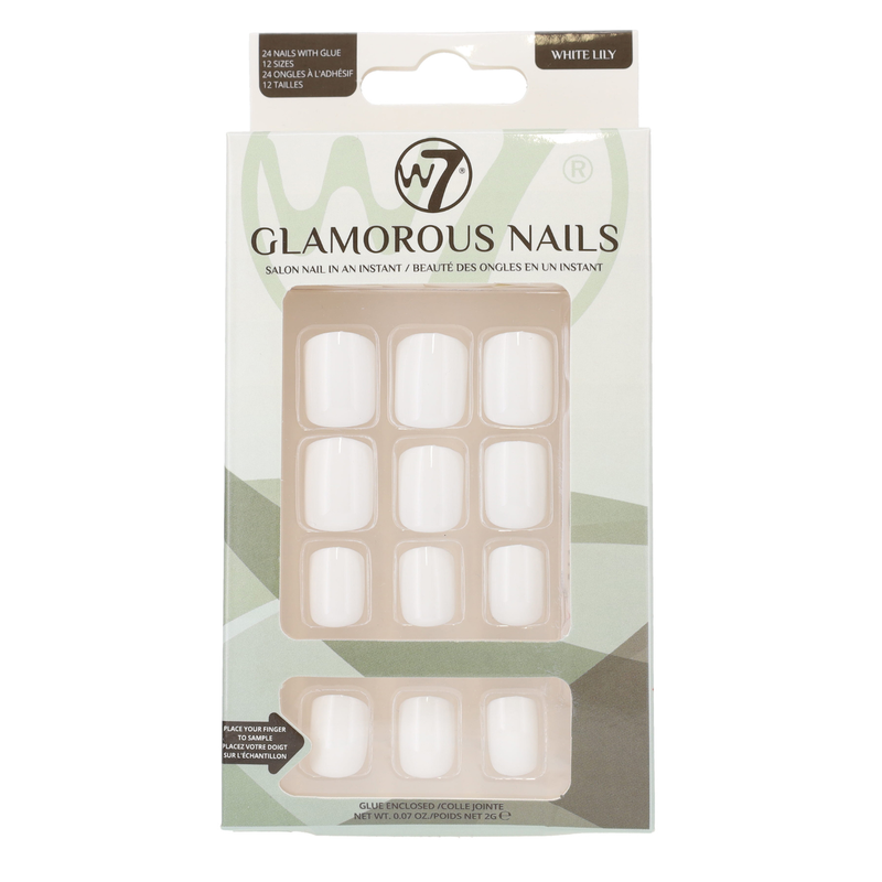 W7 Cosmetics Glamorous Press-On Nails White Lily