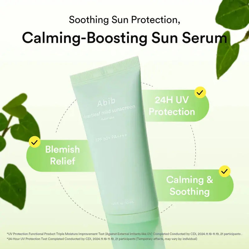 Abib Heartleaf Mild Sunscreen Relief Tube