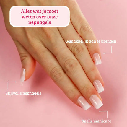 Boozyshop Complete Press On French Nails Set Ombre Soft Pink