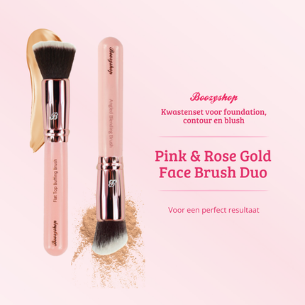 Boozyshop Pink & Rose Gold Face Brush Duo