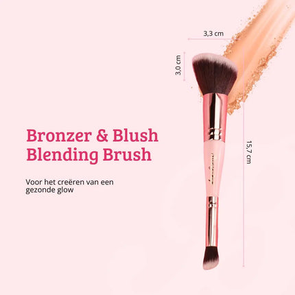 Boozyshop Soft Pink & Gold Bronzer & Blush Blending Brush