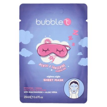 Bubble T Cosmetics Face Sheet Mask In Neroli & Tangerine With Aloe Vera & Niacinamide