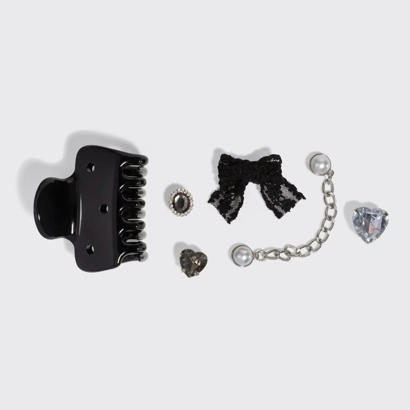 Kitsch KitschPop Charms & Cloud Clip Set Vintage Black