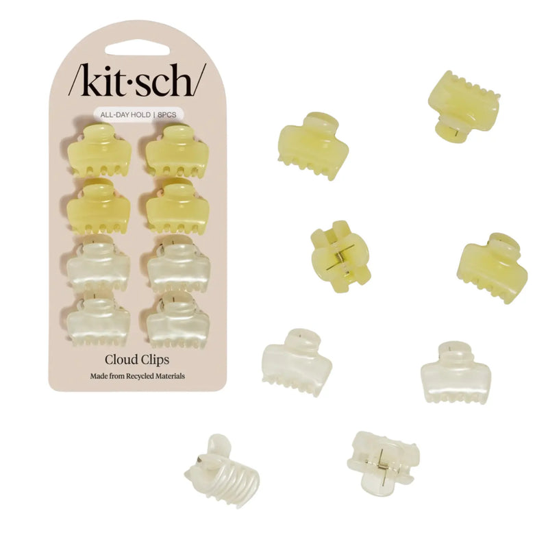 Kitsch Mini Jelly Cloud Clips 8pc Set Pearlized Cream & Butter Yellow