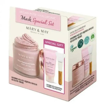 Mary & May Vegan Hyaluronic Hydra Wash Off Mask Special Gift Set Rose