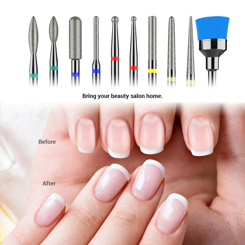 MelodySusie Diamond Cuticle Nail Drill Bits Set 10Pcs
