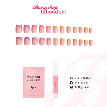 Boozyshop Press On French Nails Triangle Multicolor