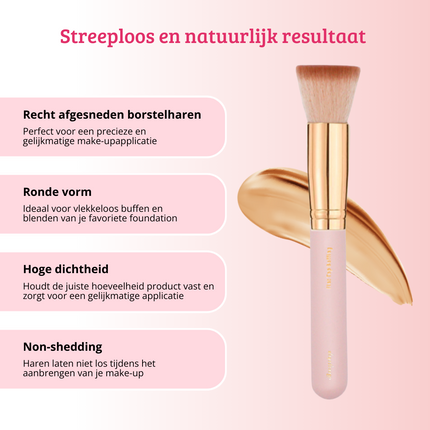 Boozyshop Soft Pink & Gold Flat Top Buffing Brush