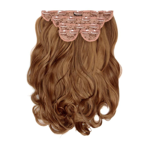 Lullabellz Super Thick 22 Inch 5 Piece Natural Wavy Clip In Hair Extensions Toffee Brown