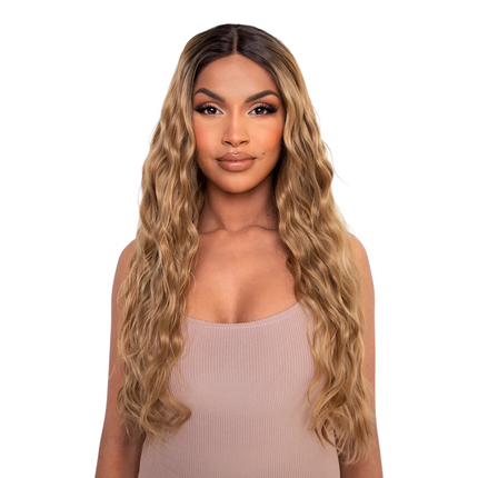 Lullabellz The Harley Golden Balayage Boho Waves Lace Front Wig